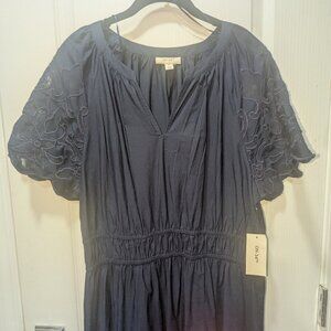 On 34th Navy Embroidered Maxi Dress Macy's XL NWT